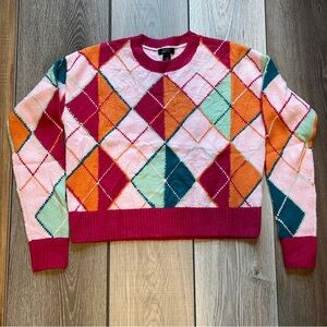 Halogen Multicolor Argyle Crew Neck Sweater